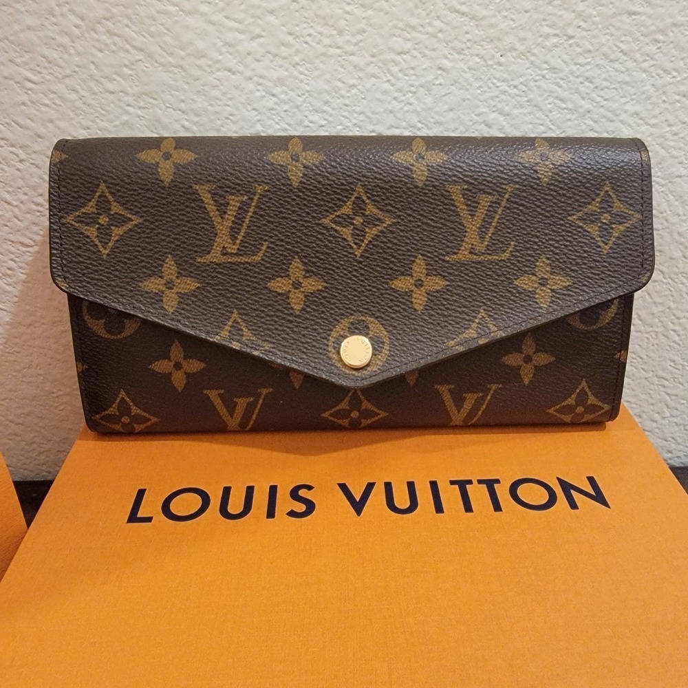 Louis Vuitton Brown Red Poppy Sarah Monogram Long Wallet